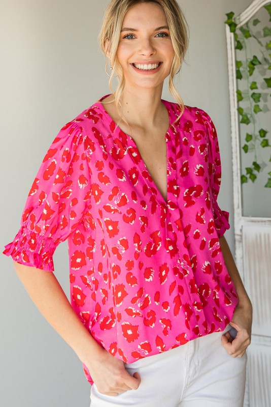 Marie Leopard Print Top-Hot Pink Missy's Boutique Marie Leopard Print Top-Hot Pink Missy's Boutique
