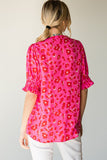 Marie Leopard Print Top-Hot Pink