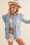 Chambray Sequin Western Top