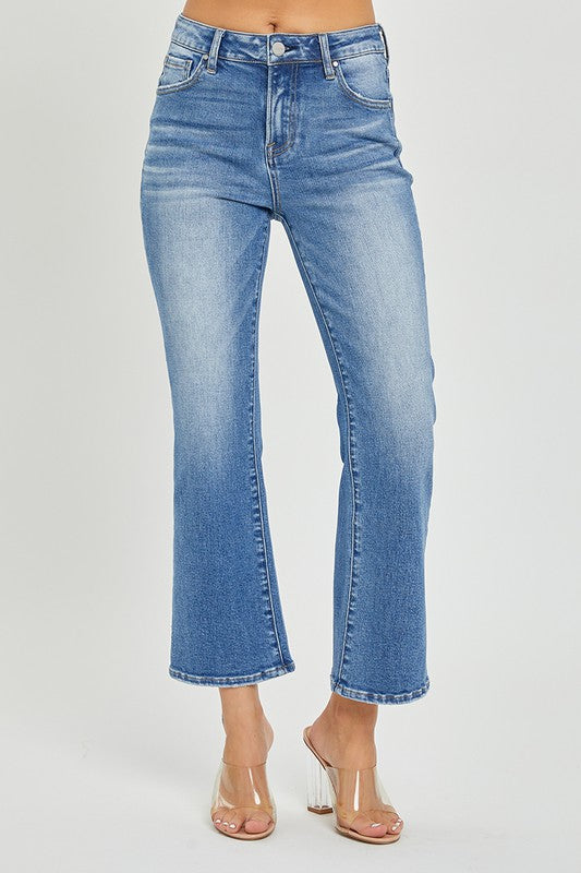 Risen Natalie Mid Rise Cropped Flare Jeans