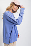 Ally Washed Terry Pullover-Peri Blue-Plus