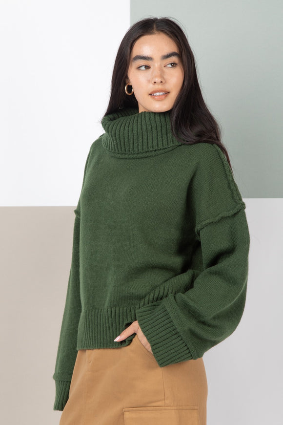 Renee Cowl Neck Sweater-Olive