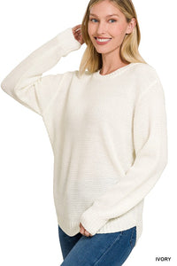 Heather Basic Sweater-Ivory