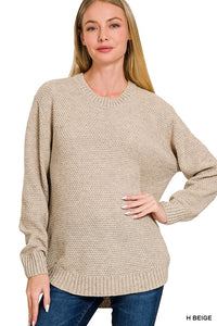 Heather Basic Sweater-Sand