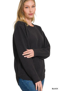 Heather Basic Sweater-Black