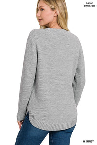 Heather Basic Sweater-Grey