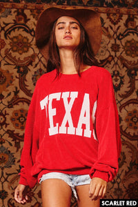 Texas Comfy Graphic Sweatshirt-Red/Wht