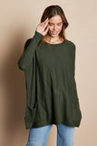 Tia Oversized Pocket Sweater-Dark Green