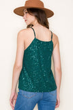 Violet Sequins Cami Tank-Hunter Green