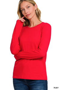 Fallon Long Sleeve T-Shirt- Ruby