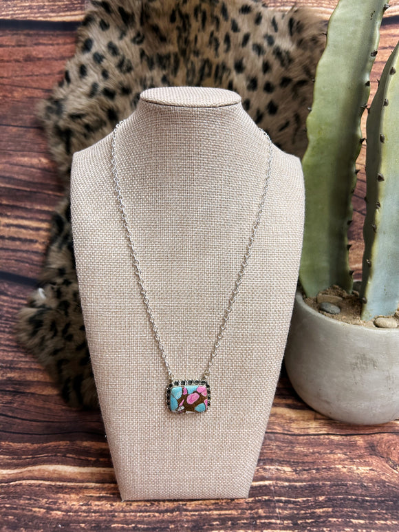 Cotton Candy Sterling Silver Pendant Necklace