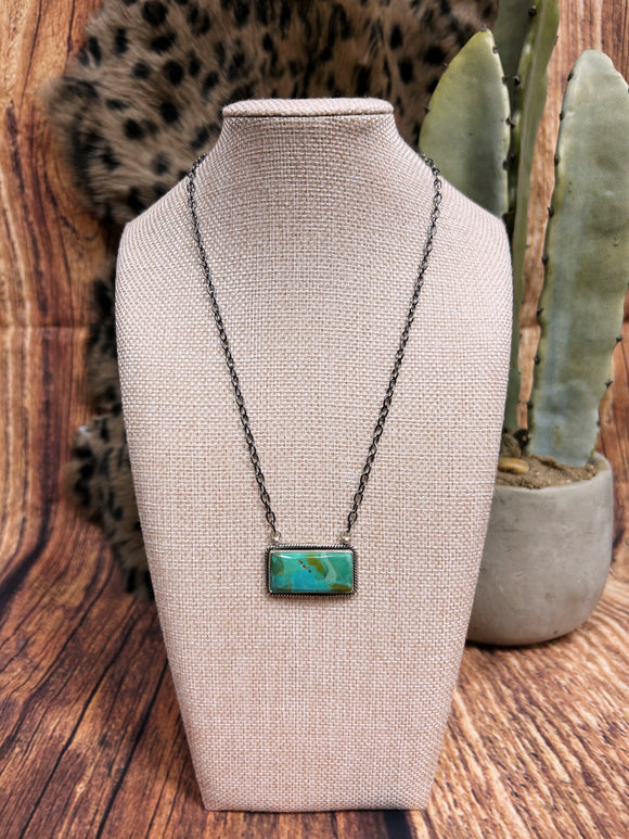 Kingman Turquoise Stone Sterling Silver Necklace