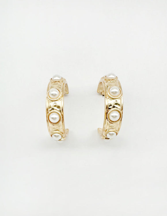 Gold Hoop/Pearl Studded  Earring