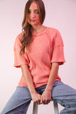 Lex Ribbed Top-Coral