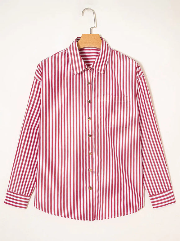 Brittany Red Stripe Button Down
