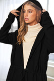 Andria Textured Knit Hooded Cardigan-Black
