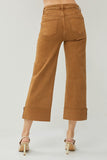 Colins High Rise Wide Leg Cuffed Jeans- Cappuccino