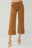 Colins High Rise Wide Leg Cuffed Jeans- Cappuccino