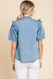 Harley Denim Ruffled Top