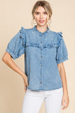 Harley Denim Ruffled Top