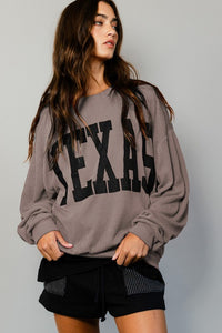 Texas Comfy Graphic Sweatshirt-Mocha