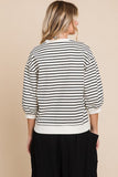 Harley Striped Print 3/4 Sleeves Top
