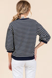 Harley Striped Print 3/4 Sleeves Top