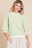 Harley Striped Print 3/4 Sleeves Top