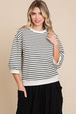 Harley Striped Print 3/4 Sleeves Top