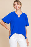 Sadie Solid Balloon Sleeve Top-Royal Blue