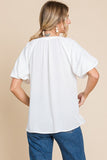 Sadie Solid Balloon Sleeve Top-White