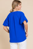 Sadie Solid Balloon Sleeve Top-Royal Blue