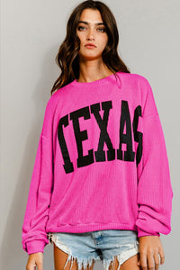 Texas Comfy Graphic Sweatshirt-Pink/Blk