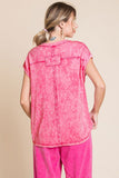 Layla Acid Wash Shirt-Pink