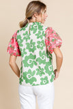 Maria Floral Print Top-Green