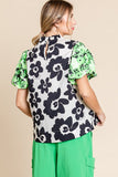 Maria Floral Print Top-Black