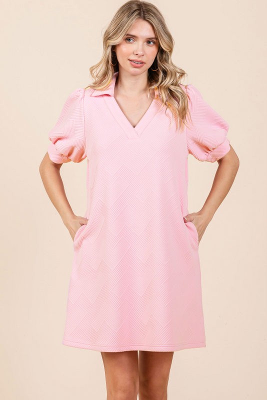 Bella Textured Dress-Pink