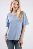 Jacee Short Sleeve Pocket Tee-Blue