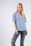 Jacee Short Sleeve Pocket Tee-Blue