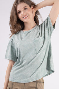 Jacee Short Sleeve Pocket Tee-Sage