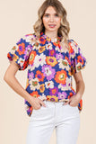 Delaney Flower Puffed Sleeve Top