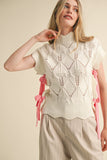 Lily Mocked Neck Sweater Vest- Cream Pink