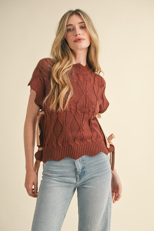 Lily Mocked Neck Sweater Vest-Mocha