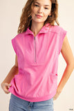 Kori Half Zipper Sleeveless Top-Pink
