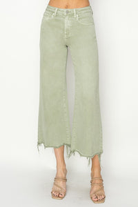 Risen High-Rise Crop Jeans-Sage