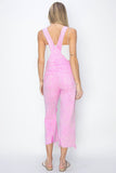Risen High Rise Distressed Overalls-Pink