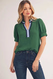 Carson Puff Sleeves Color Accent Top