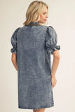 Brodi Embroidered Neckline Denim Dress