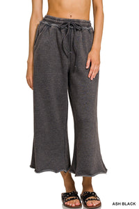 Greer Acid Wash Fleece Pants- Ash Black