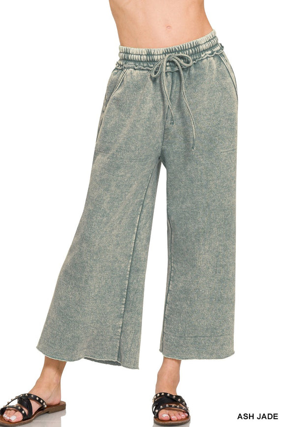 Greer Acid Wash Fleece Pants- Ash Jade